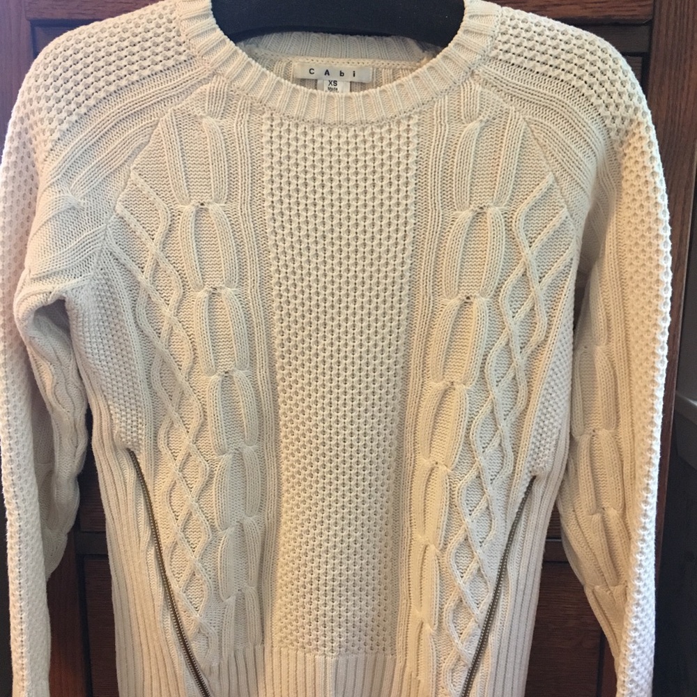 Cabi cable sweater with zippers